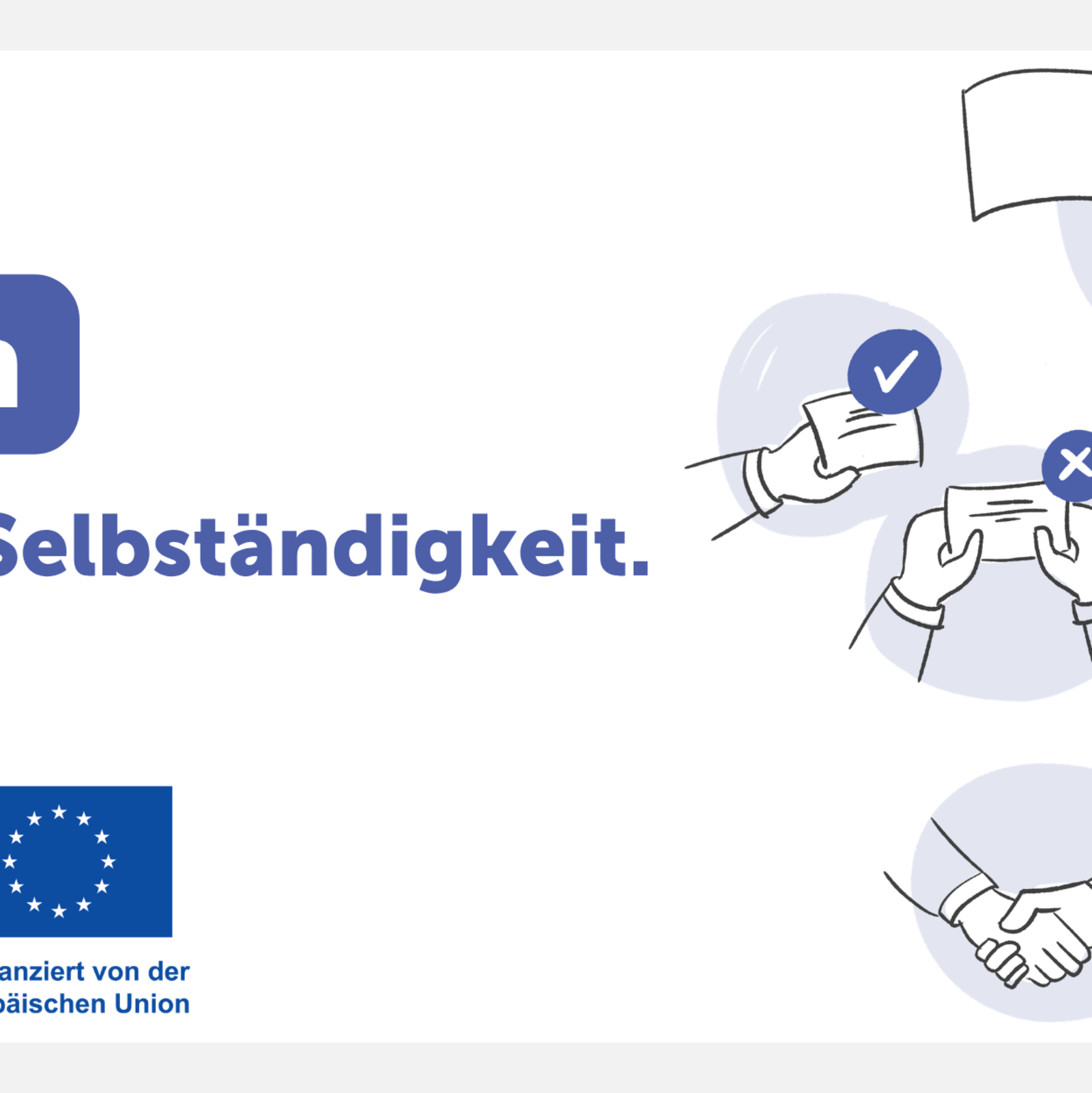 Header-Banner der Initiative „Perspektive: Selbstständigkeit für Migrantinnen und Migranten“ mit hervorgehobenem Slogan „Zwei Kulturen, doppeltes Wissen“ und EU-Kofinanzierungs-Logo.