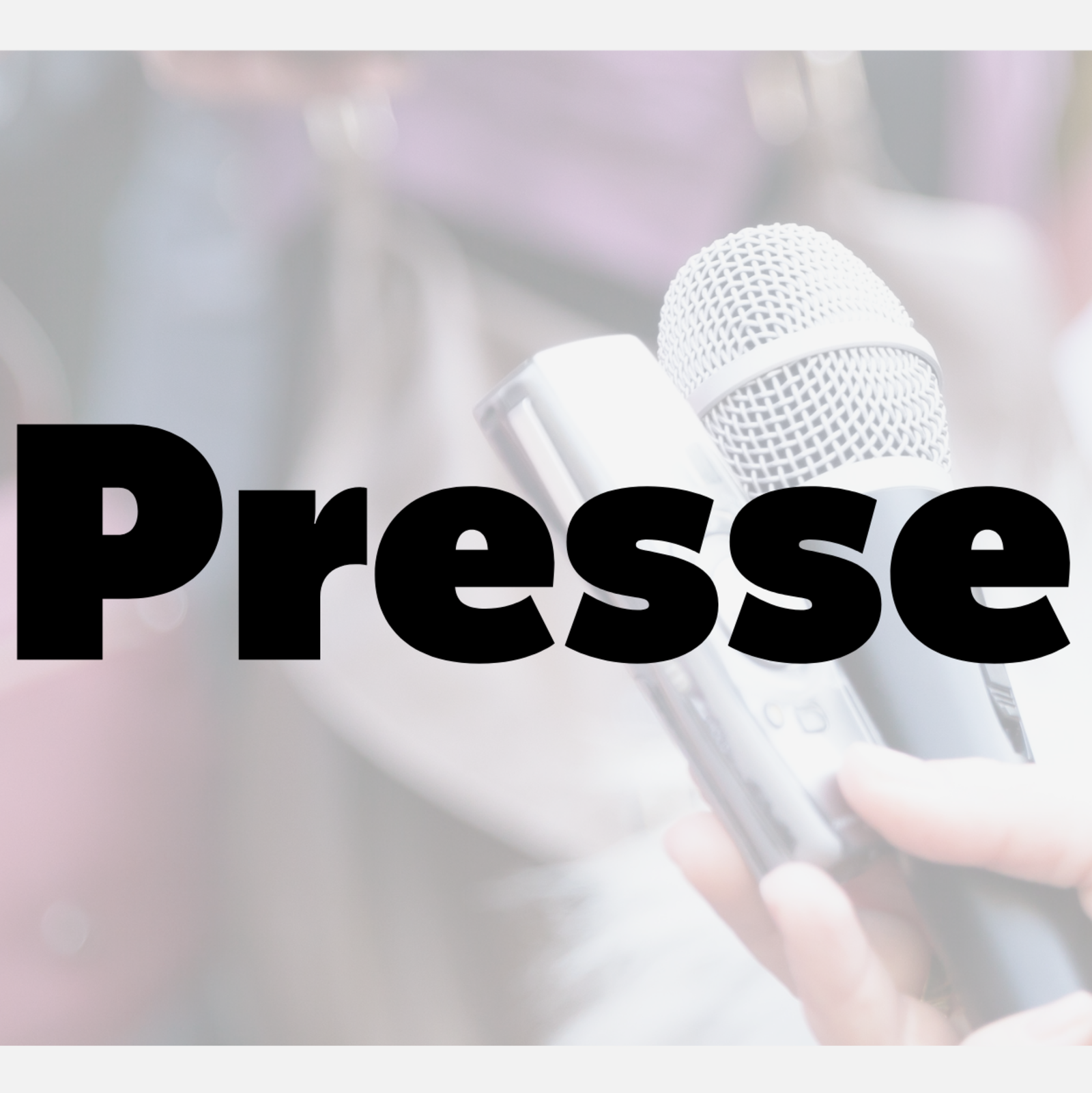 Header-Banner für den Pressebereich der Initiative „Perspektive: Selbstständigkeit“ mit dem Schriftzug „Presse“, Mikrofonsymbolen und EU-Logo.